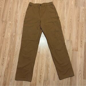 Carhartt B111 BRN Duck Canvas Carpenter Flannel Lined Loose Fit Pants 32x36